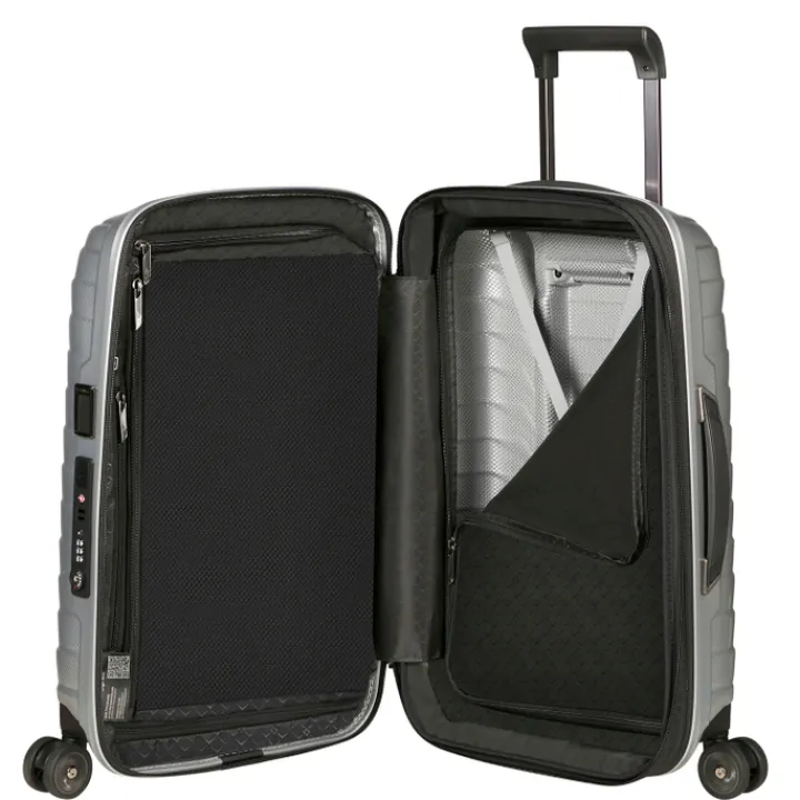 Transavia Trolleys|Klm Trolleys>Samsonite Proxis Spinner 55/35 Expandable silver