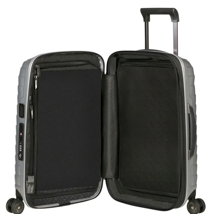 Transavia Trolleys|Klm Trolleys>Samsonite Proxis Spinner 55/35 Expandable silver
