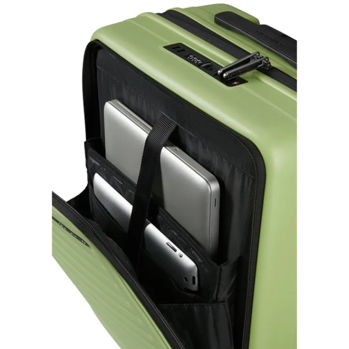 Transavia Trolleys|Handbagage Trolleys>Samsonite Restackd Spinner 55/20 Expandable Easy Access wasabi