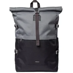 Daypack|Laptop Rugzakken>Sandqvist Icon Rolltop Backpack L multi dark with black leather