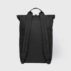Daypack|Laptop Rugzakken>Sandqvist Icon Rolltop Backpack L black-black with black leather