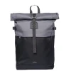 Daypack|14 Inch Laptoptassen>Sandqvist Icon Rolltop Backpack M multi dark with black leather