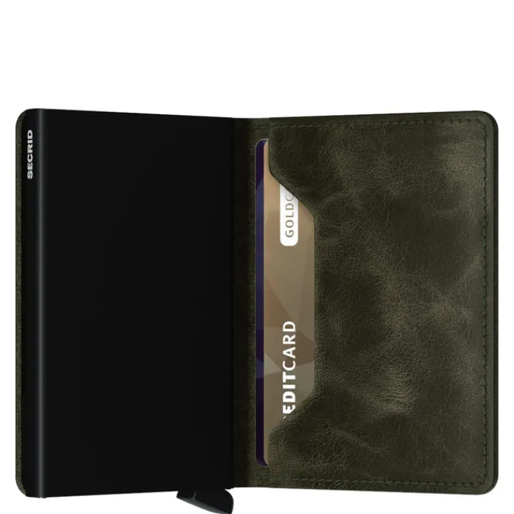 Rfid Portemonnees|Kleine Portemonnees>Secrid Slimwallet Portemonnee Vintage olive black