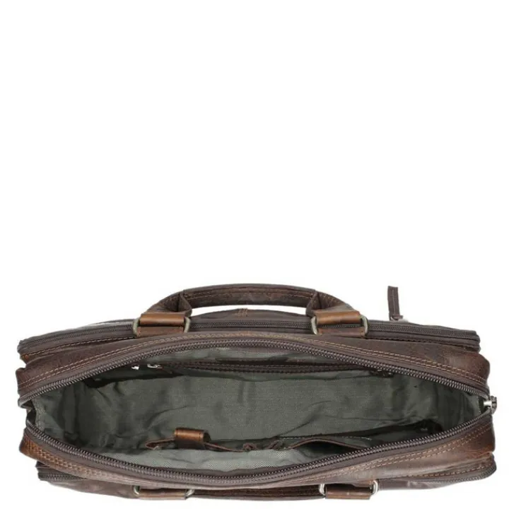 Herentassen|15.6 Inch Laptoptassen>Spikes & Sparrow Bronco 3 Zipper Businesstas dark brown