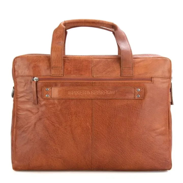 Herentassen|Laptop Schoudertassen>Spikes & Sparrow Colorado Businessbag 16.4" brandy