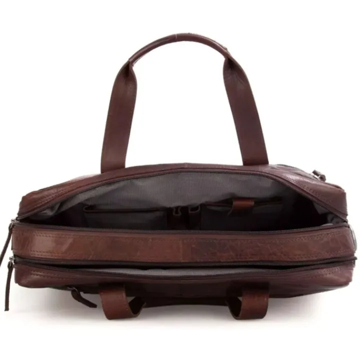Herentassen|Laptop Schoudertassen>Spikes & Sparrow Colorado Businessbag 16.4" brandy