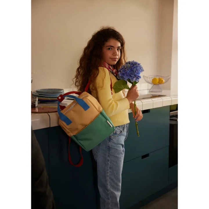 Mini Rugzakken|Kleine Rugzakken>Sticky Lemon Small Backpack Colourblocking Wonders sandy yellow-aquatic green