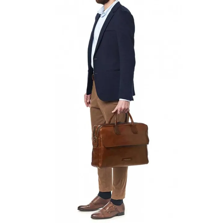 Herentassen|15.6 Inch Laptoptassen>The Bridge Williamsburg Briefcase brown/ruthenium