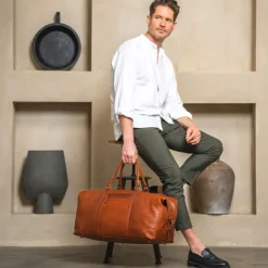 Handbagage Reistassen|Heren Reistassen>The Chesterfield Brand Cavoli Travelbag cognac