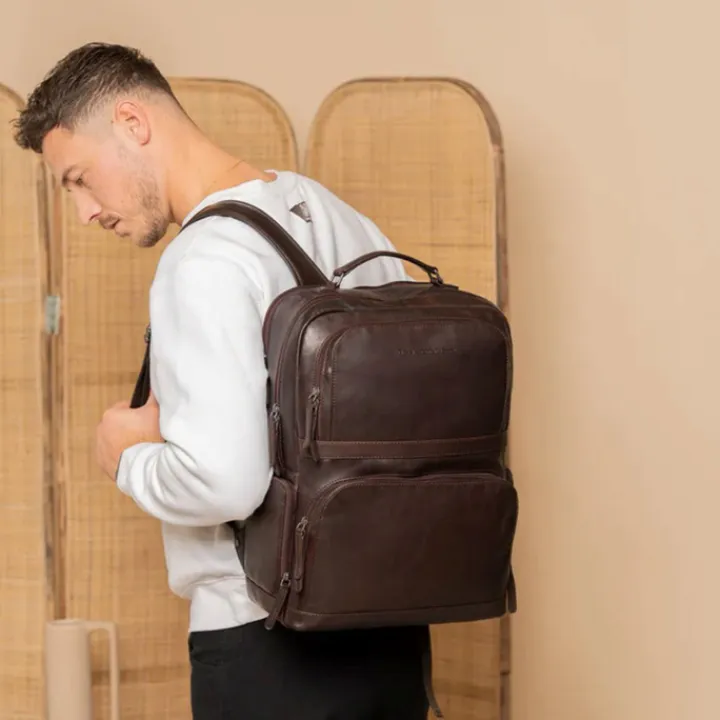 Kleine Rugzakken|Heren Rugzakken>The Chesterfield Brand Lennox Backpack brown