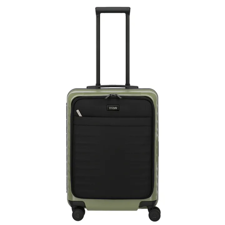 Transavia Trolleys|Handbagage Trolleys>Titan Overseas 4 Wheel Cabin Spinner Frontpocket forest green