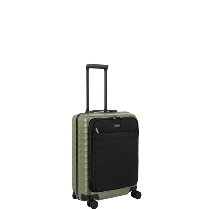 Transavia Trolleys|Handbagage Trolleys>Titan Overseas 4 Wheel Cabin Spinner Frontpocket forest green
