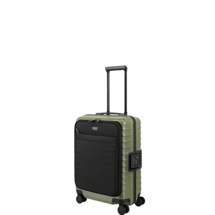 Transavia Trolleys|Handbagage Trolleys>Titan Overseas 4 Wheel Cabin Spinner Frontpocket forest green