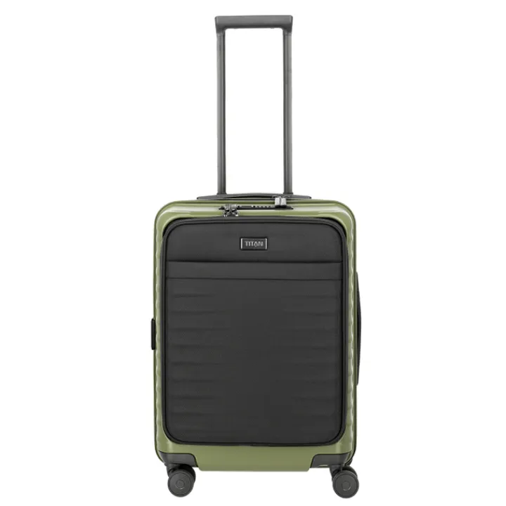 Transavia Trolleys|Handbagage Trolleys>Titan Upgrade Cabin Spinner Frontpocket forest green