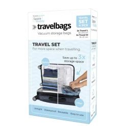 Kledinghoezen|Inpaksystemen>Travelbags Space Buddy Vacuümzakken Travelset 4-pcs transparant