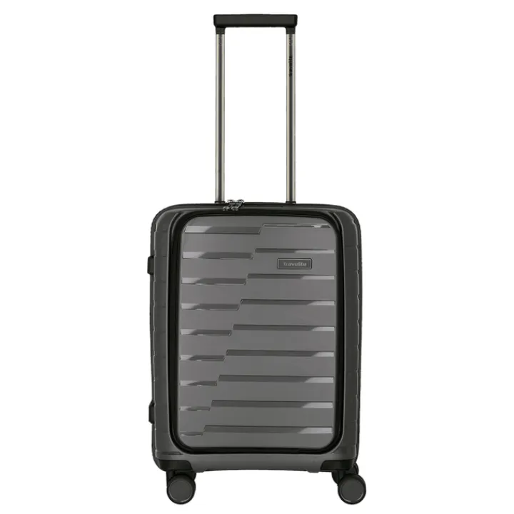 Transavia Trolleys|Handbagage Trolleys>Travelite Air Base 4 Wiel Trolley S Front-Pocket anthracite