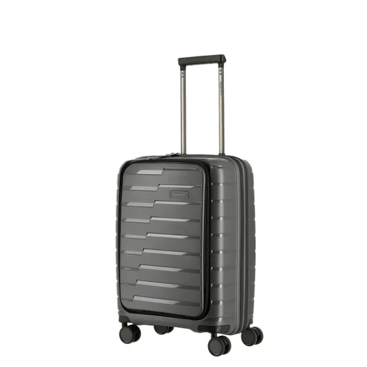 Transavia Trolleys|Handbagage Trolleys>Travelite Air Base 4 Wiel Trolley S Front-Pocket anthracite