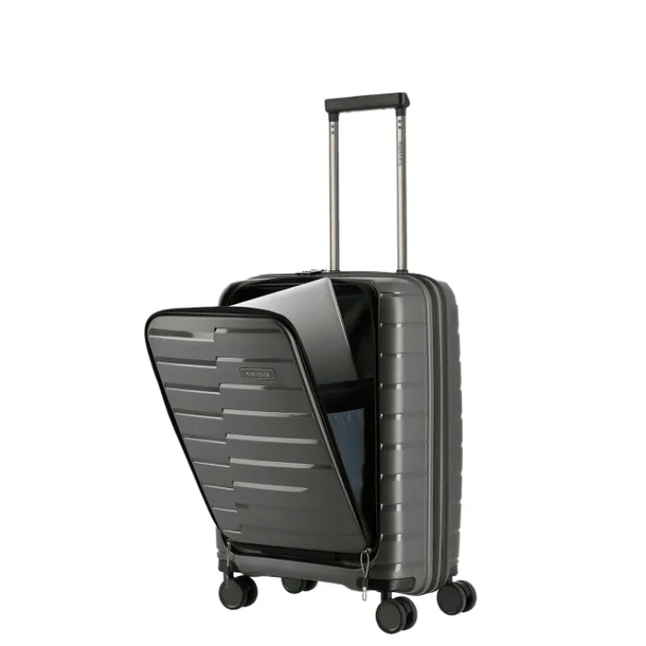 Transavia Trolleys|Handbagage Trolleys>Travelite Air Base 4 Wiel Trolley S Front-Pocket anthracite