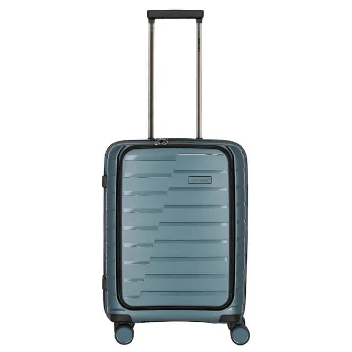 Transavia Trolleys|Handbagage Trolleys>Travelite Air Base 4 Wiel Trolley S Front-Pocket ice blue