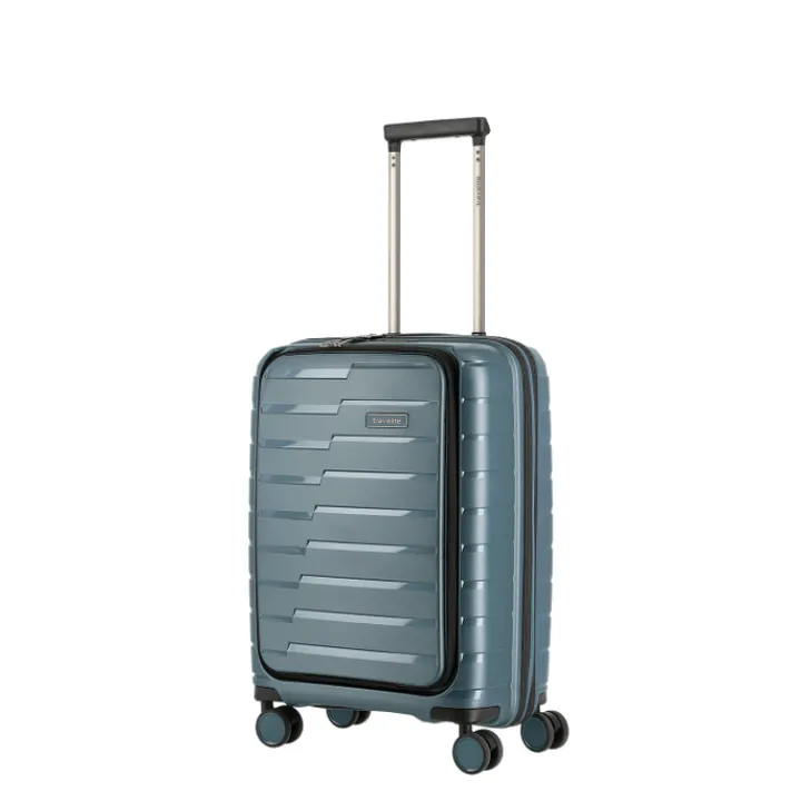 Transavia Trolleys|Handbagage Trolleys>Travelite Air Base 4 Wiel Trolley S Front-Pocket ice blue