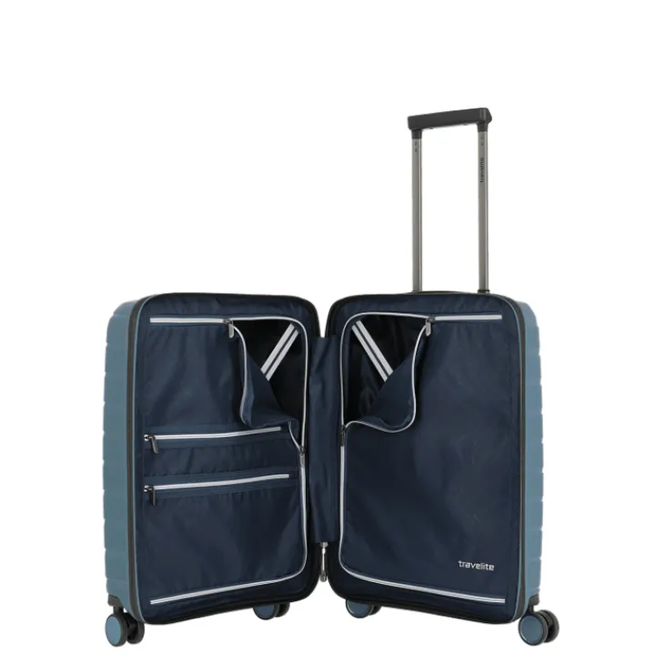 Transavia Trolleys|Handbagage Trolleys>Travelite Air Base 4 Wiel Trolley S Front-Pocket ice blue