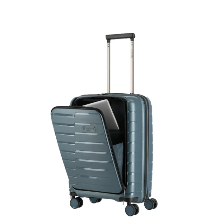 Transavia Trolleys|Handbagage Trolleys>Travelite Air Base 4 Wiel Trolley S Front-Pocket ice blue