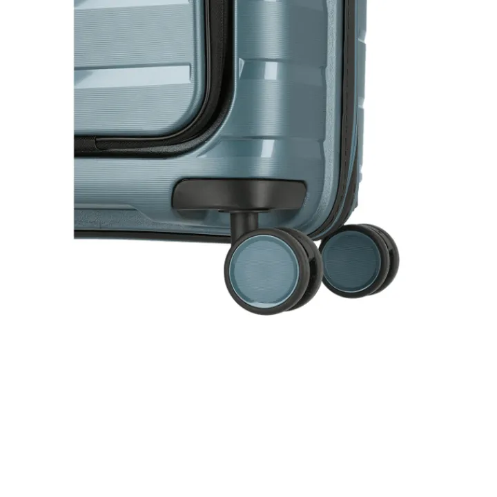 Transavia Trolleys|Handbagage Trolleys>Travelite Air Base 4 Wiel Trolley S Front-Pocket ice blue