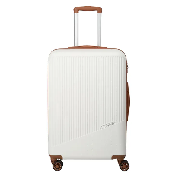 Reistrolleys|Reiskoffers>Travelite Bali 4 Wiel Trolley M white/cognac
