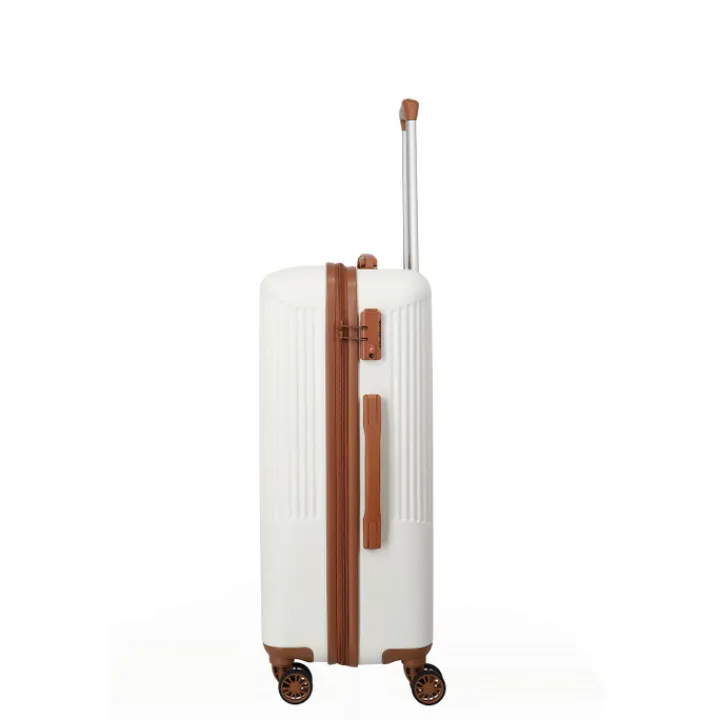 Reistrolleys|Reiskoffers>Travelite Bali 4 Wiel Trolley M white/cognac