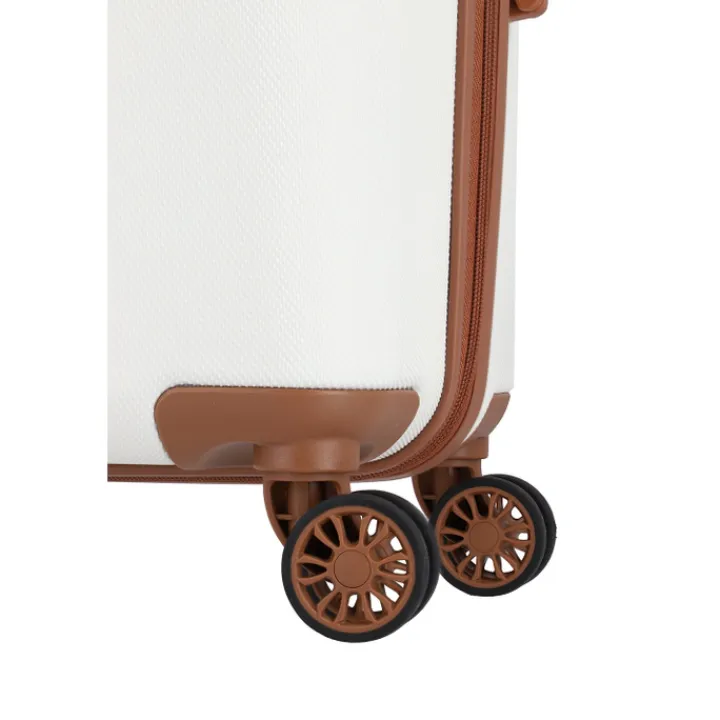 Reistrolleys|Reiskoffers>Travelite Bali 4 Wiel Trolley M white/cognac