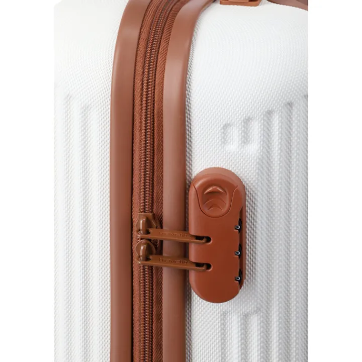 Reistrolleys|Reiskoffers>Travelite Bali 4 Wiel Trolley M white/cognac