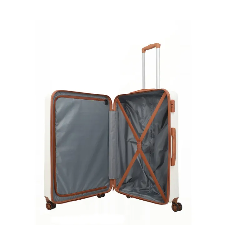 Reiskoffers|Harde Koffers>Travelite Bali 4 Wiel Trolley L white/cognac