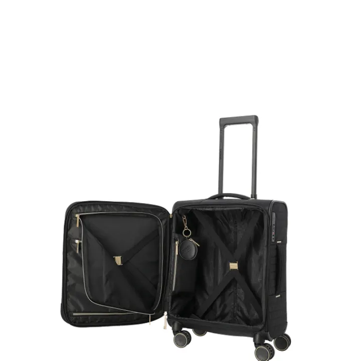Transavia Trolleys|Handbagage Trolleys>Travelite Barbara Stepp 4 Wheel Trolley S black