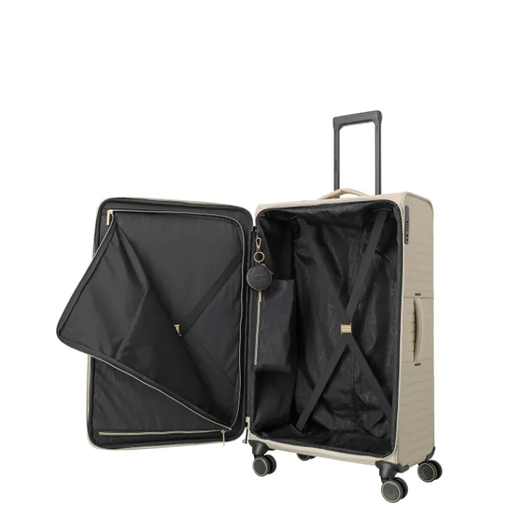 Reistrolleys|Reiskoffers>Travelite Barbara Stepp 4 Wheel Trolley L champagner