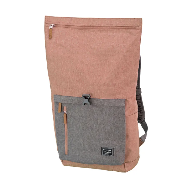 Daypack|15.6 Inch Laptoptassen>Travelite Basics Rollup Backpack rose/grey