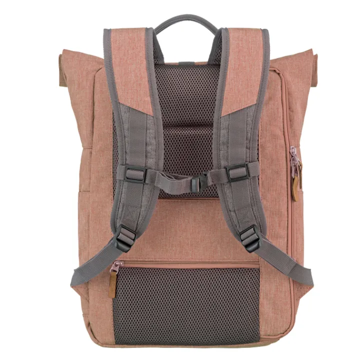 Daypack|15.6 Inch Laptoptassen>Travelite Basics Rollup Backpack rose/grey