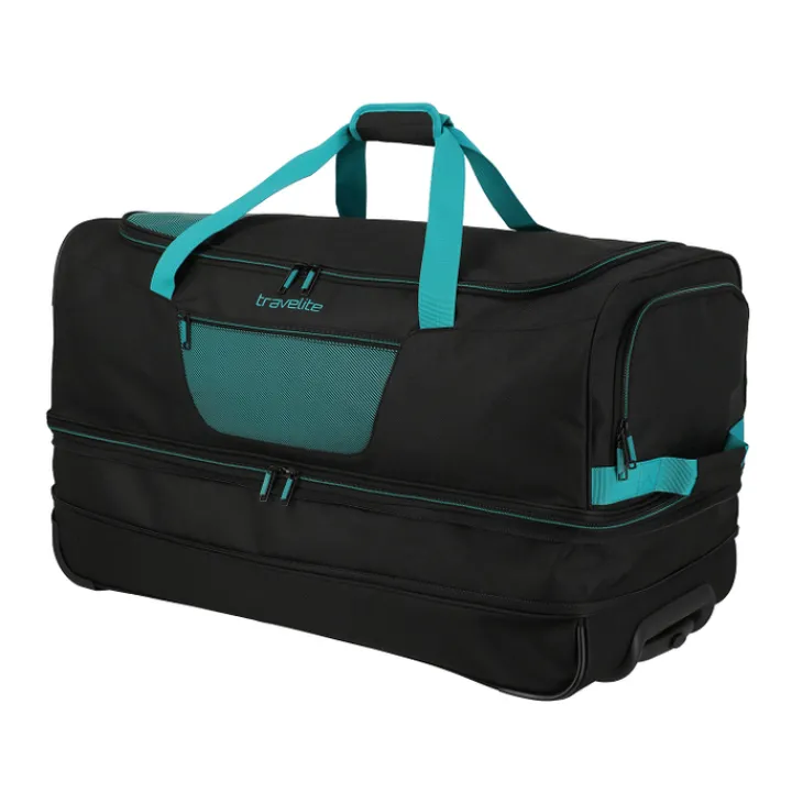 Grote Reistassen|Heren Reistassen>Travelite Basics Wheeled Duffle 70cm Expandable black/petrol