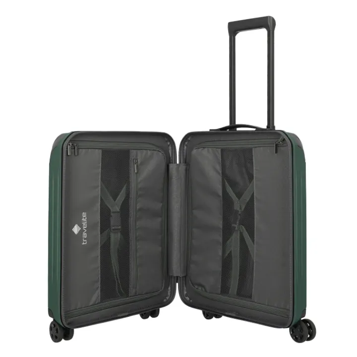 Transavia Trolleys|Ryanair Trolleys>Travelite Dynamiic 4 Wheel Cabin Trolley green