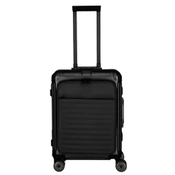 Transavia Trolleys|Handbagage Trolleys>Travelite Next 2.0 Aluminium 4 Wiel Trolley S with Frontpocket black matt