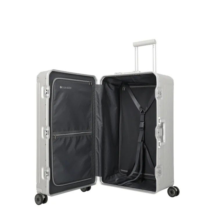 Reistrolleys|Reiskoffers>Travelite Next 4 Wheel Trunk L silver