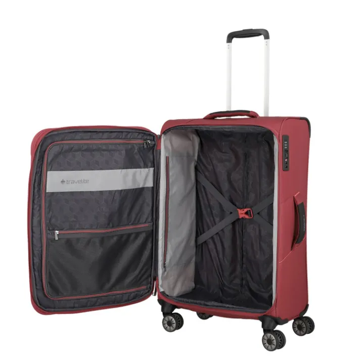 Reistrolleys|Reiskoffers>Travelite Skaii 4 Wheel Trolley M Expandable red
