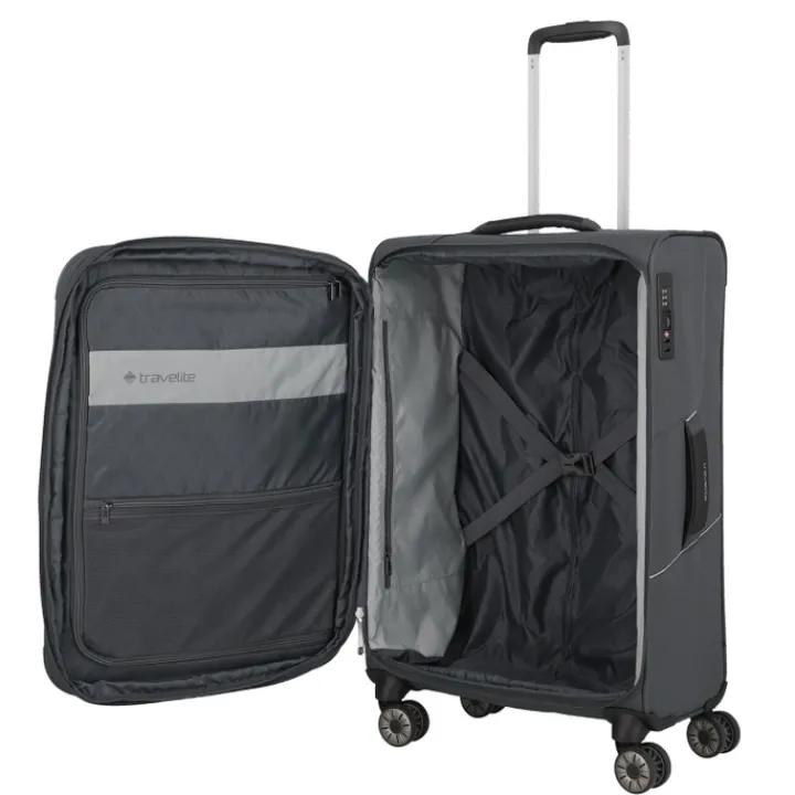 Reistrolleys|Reiskoffers>Travelite Skaii 4 Wheel Trolley M Expandable anthracite