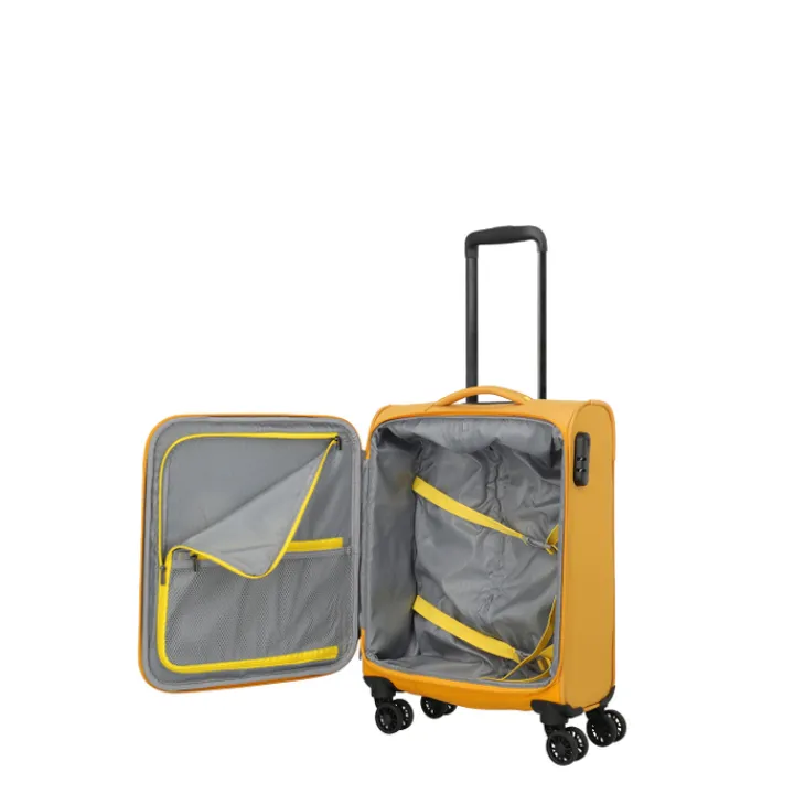 Transavia Trolleys|Ryanair Trolleys>Travelite Umbria 4 Wheel Cabin Trolley golden glow