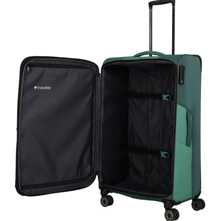 Reistrolleys|Reiskoffers>Travelite Viia 4 Wheel Trolley L Expandable green