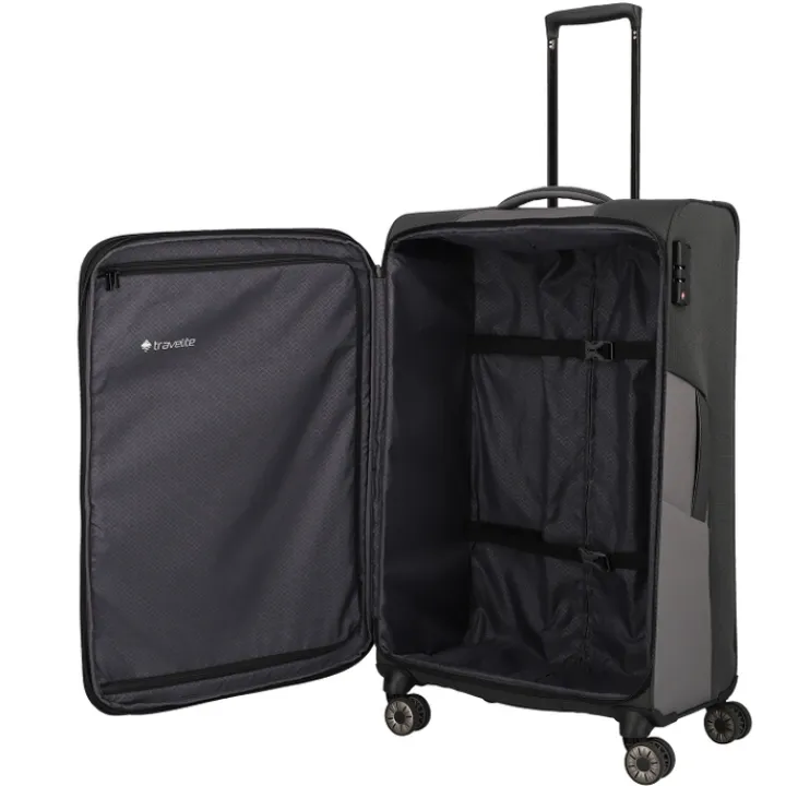 Reistrolleys|Reiskoffers>Travelite Viia 4 Wheel Trolley L Expandable anthracite