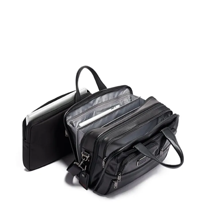 Herentassen|15 Inch Laptoptassen>Tumi Alpha Expandable Organizer Laptop Brief Leather black