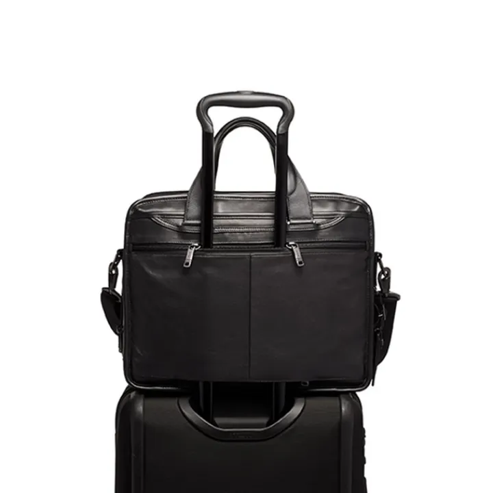 Herentassen|15 Inch Laptoptassen>Tumi Alpha Expandable Organizer Laptop Brief Leather black