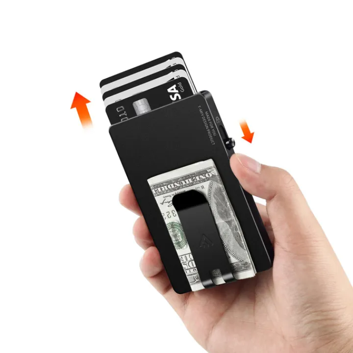 Rfid Portemonnees|Kleine Portemonnees>Valenta Cardprotector Aluminium Magsafe with Money Clip black