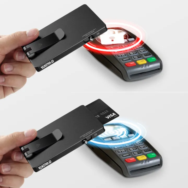 Rfid Portemonnees|Kleine Portemonnees>Valenta Cardprotector Aluminium Magsafe with Money Clip black