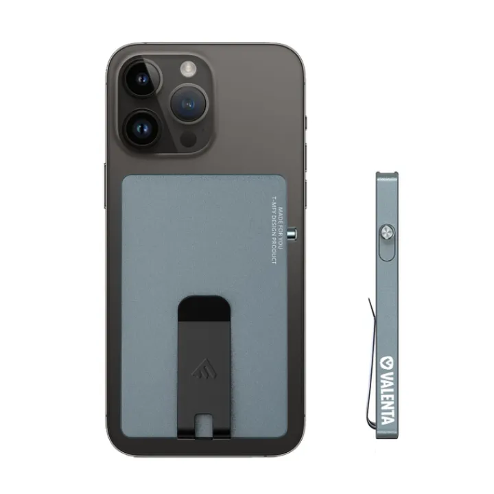 Rfid Portemonnees|Kleine Portemonnees>Valenta Cardprotector Aluminium Magsafe with Money Clip grey